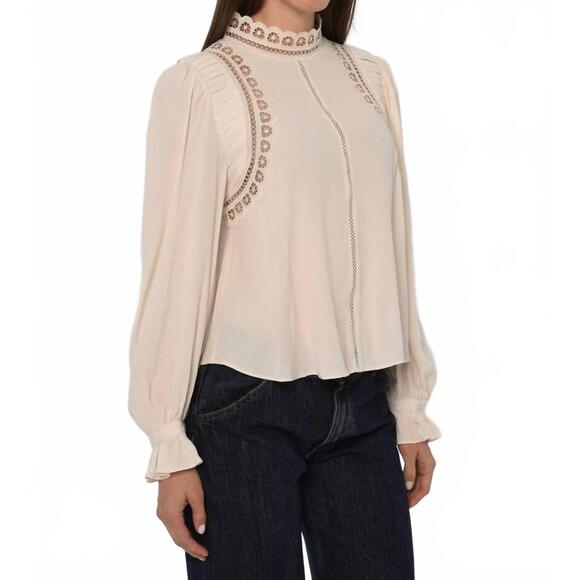 NEW LOVE THE LABEL fiona lace long sleeve top in ivory - Picture 3 of 4